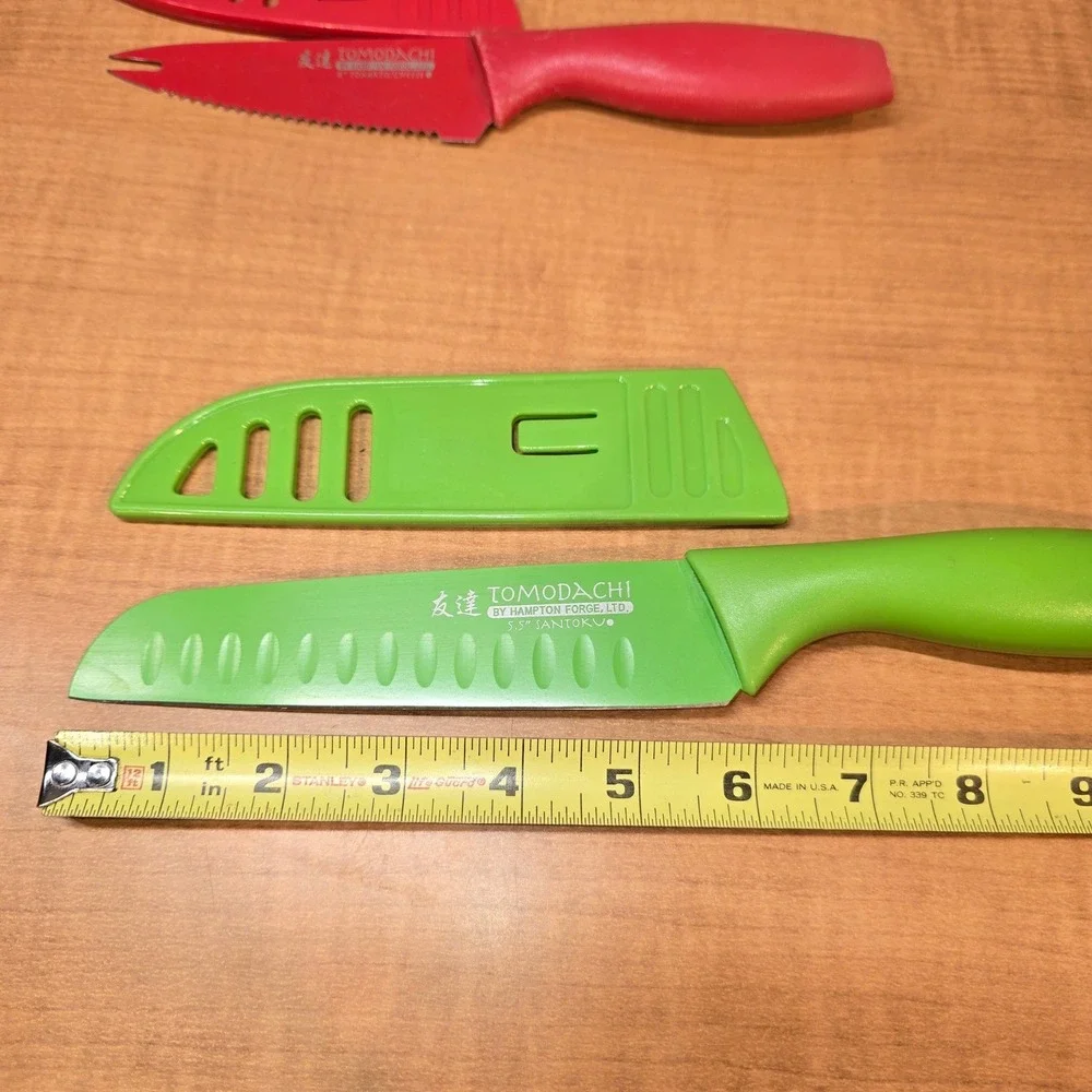 Colorful 5-piece set of Tomodachi Knives with Sheath Covers Hampton Forge‎ LTD